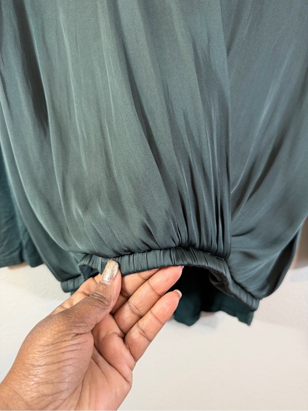 Anthropologie Dolan Green Satin Front Blouse Size S V-Neck Faux Wrap Casual - Picture 4 of 7